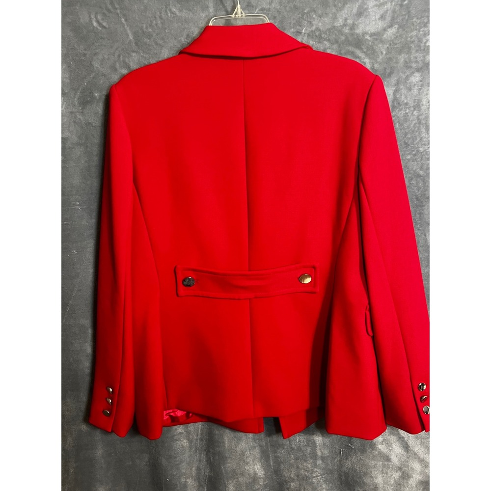 Carmen Marc Valvo Red Double Breasted Blazer Silver Buttons NWT Large CV508024 - Picture 7 of 9